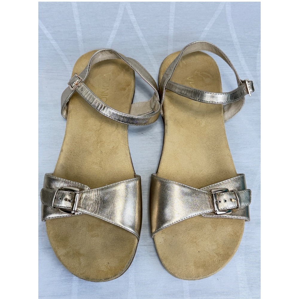 Vionic Alita Metallic Gold Leather‎ Slingback Sandals Womens 10 Orthotic Support